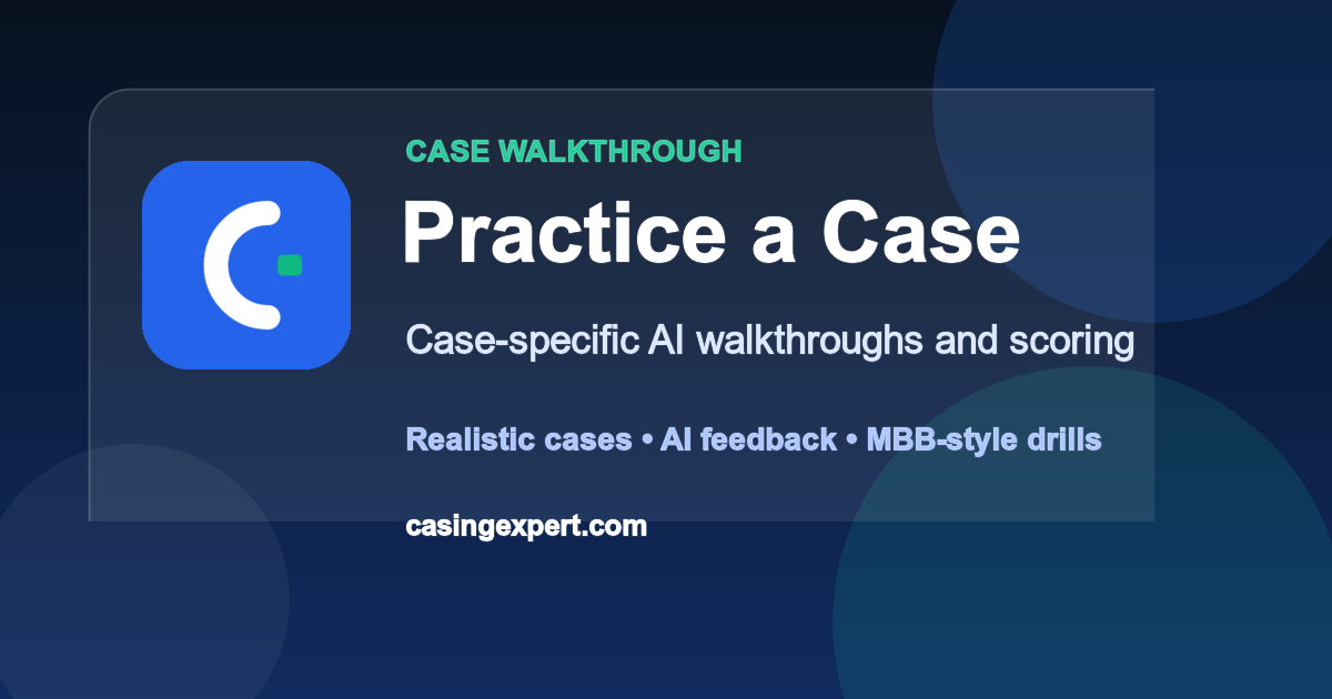 Case-specific AI interview walkthrough preview